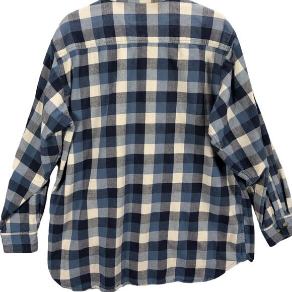 Bass pro flannel shirt Mens Extra Large Blue White Plaid Checks Outdoors Fishing - Picture 2 of 7